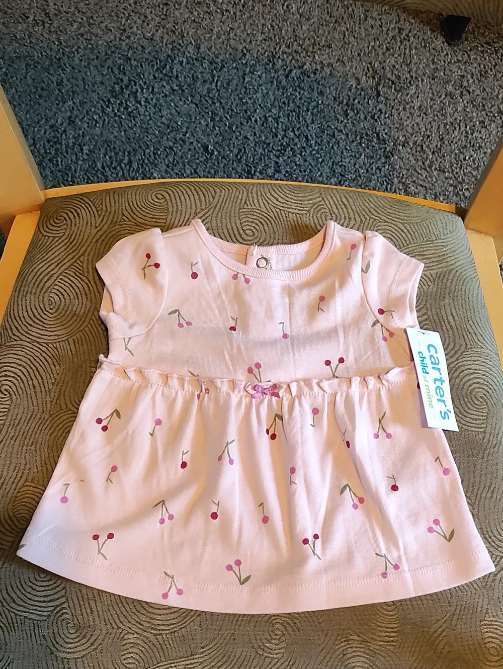 Carter's Child Of Mine Baby Pink Cherry Print Dressy Dress 0-3 Months Old